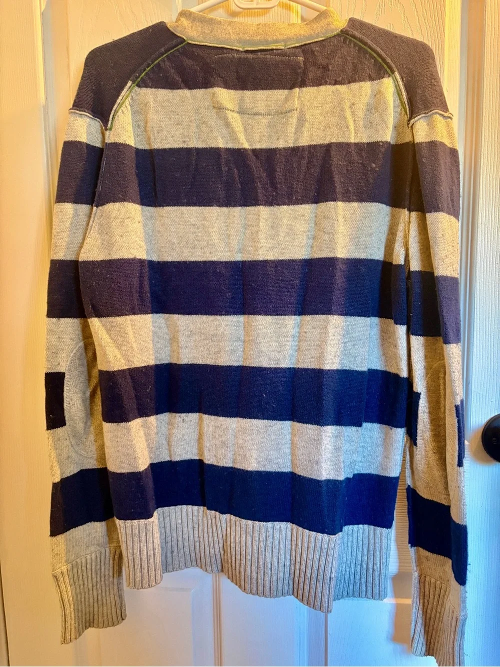 American Eagle Outfitters Navy & Cream Striped Men’s Button Cardigan